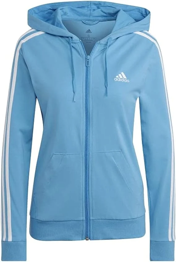 adidas Essentials Single Jersey 3-stripes Full-zip Hoodie