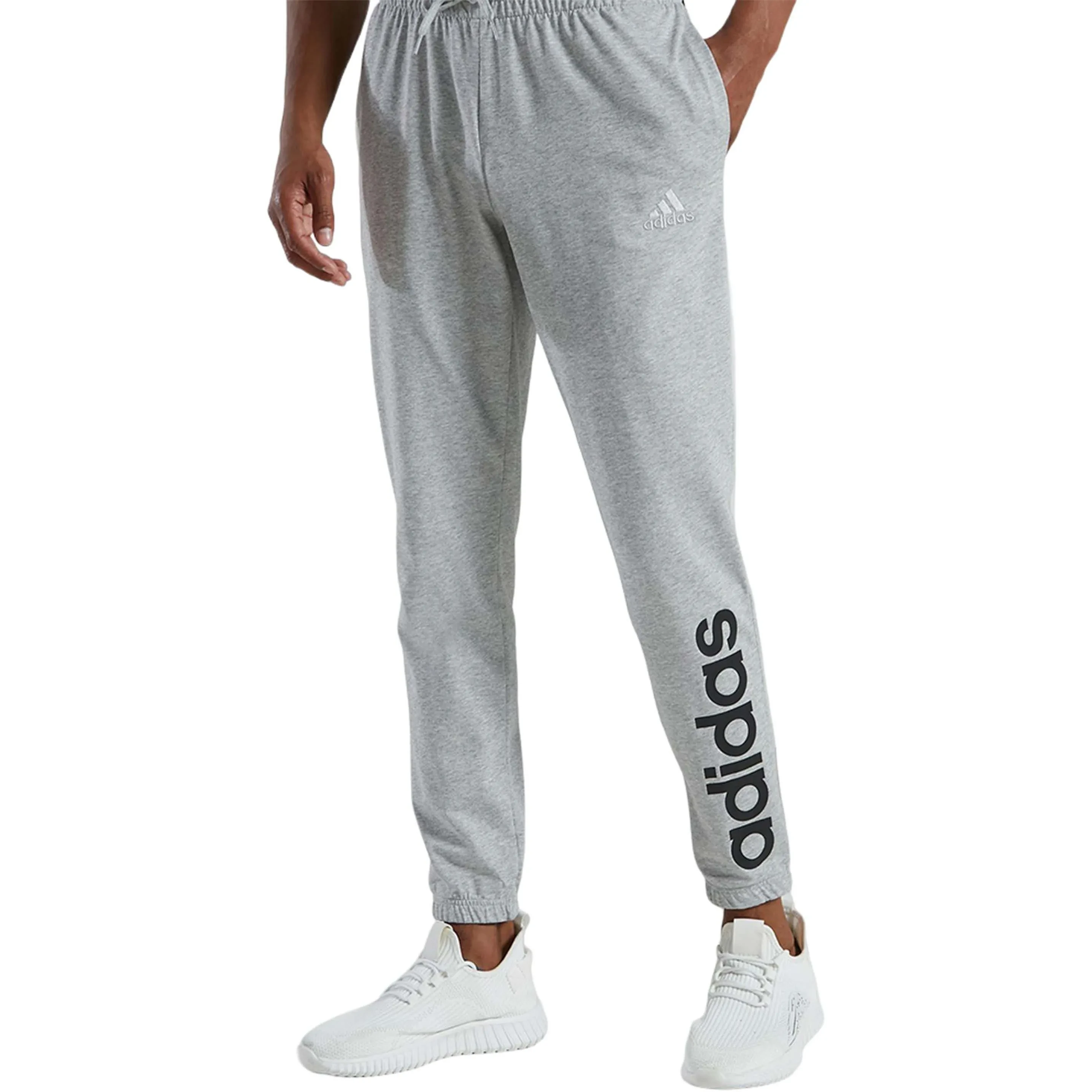 Adidas Mens Essentials Single Jersey Tapered Elastic Cuff Logo PANTS