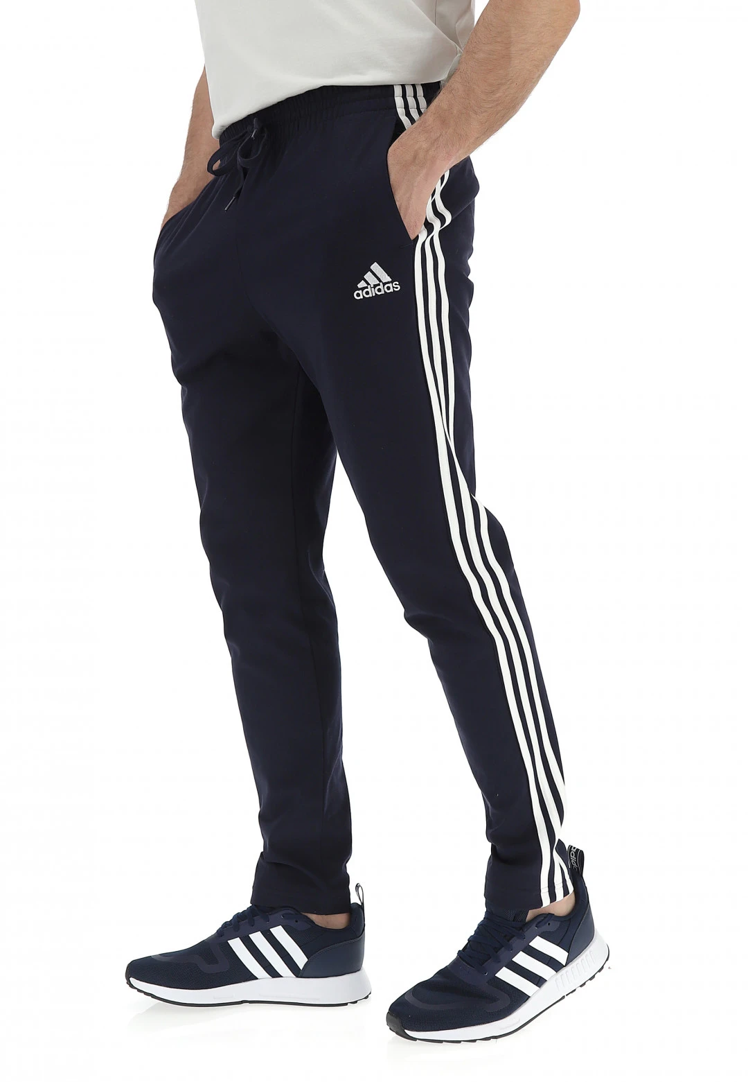 Essentials Single Jersey Tapered Open Hem 3-Stripes Pants